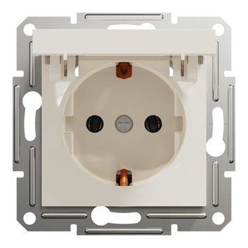 Розетка із заземленням та з кришкою, крем, без рамки Asfora Schneider Electric EPH3170123 фото