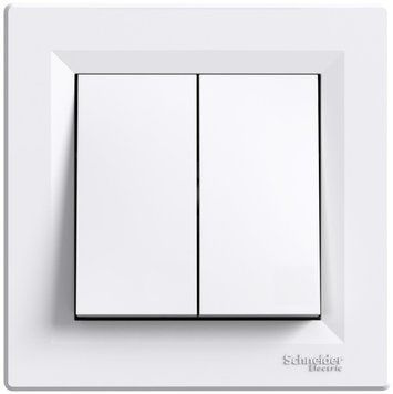 Кнопковий вимикач двоклавішний, самозажимний, білий, Asfora Schneider Electric EPH1100121 фото