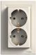 Розетка із заземленням, подвійна, крем Asfora Schneider Electric EPH9900123 фото 1