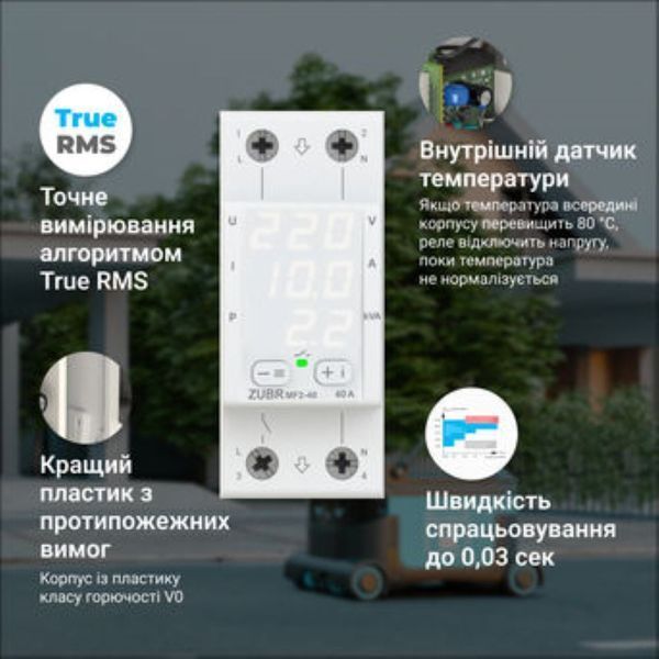 Реле напруги мультифункціональне MF2-40 Zubr 4820120222573 фото