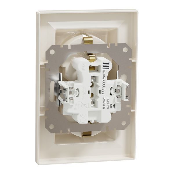 Розетка із заземленням, подвійна, крем Asfora Schneider Electric EPH9900123 фото