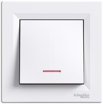 Кнопковий вимикач з підсвіткою, самозажимний, білий, Asfora Schneider Electric EPH1600121 фото