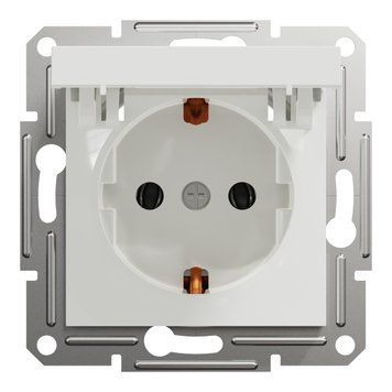 Розетка із заземленням та з кришкою, біла, без рамки Asfora Schneider Electric EPH3170121 фото