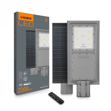 LED ліхтар вуличний автономний VIDEX 2300Lm 5000K VL-SLSO-082-S фото