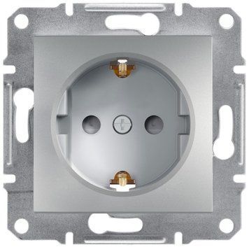 Розетка з заземленням, з захисними шторками, алюміній, Asfora Schneider Electric EPH2900261 фото