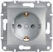 Розетка з заземленням, з захисними шторками, алюміній, Asfora Schneider Electric EPH2900261 фото 1