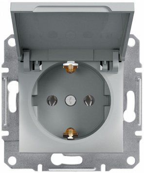 Розетка із заземленням, з кришкою, алюміній, Asfora Schneider Electric EPH3100161 фото