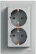Розетка із заземленням, подвійна, алюміній, Asfora Schneider Electric EPH9900161 фото 1