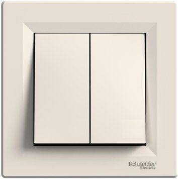 Вимикач двохклавішний самозажимний, крем, Asfora Schneider Electric EPH0300123 фото