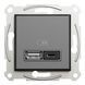 Розетка USB, 2 виходи, тип А+С, 3А, 45 Вт, антрацит Asfora Schneider Electric EPH2700471 фото 1
