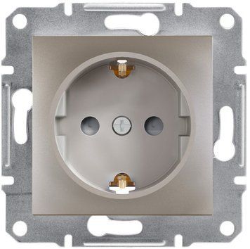 Розетка з заземленням, з захисними шторками, бронза, Asfora Schneider Electric EPH2900269 фото
