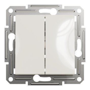 Вимикач двохклавішний, кремовий, без рамки Asfora Schneider Electric EPH0370123 фото