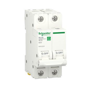 Автоматичний вимикач RESI9 20 А, 2P, В, 6кА Schneider Electric R9F02220 фото