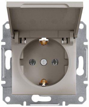 Розетка із заземленням, з кришкою, бронза, Asfora Schneider Electric EPH3100169 фото