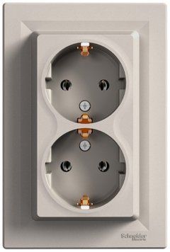 Розетка із заземленням, подвійна, бронза, Asfora Schneider Electric EPH9900169 фото