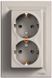 Розетка із заземленням, подвійна, бронза, Asfora Schneider Electric EPH9900169 фото 1