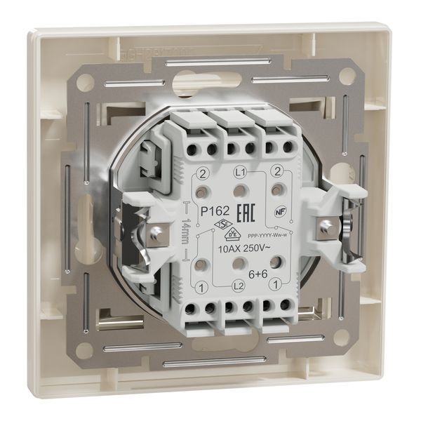 Перемикач двоклавішний самозажимний, крем, Asfora Schneider Electric EPH0600123 фото