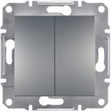Вимикач двохклавішний самозажимний, сталь, Asfora Schneider Electric EPH0300162 фото
