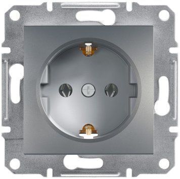 Розетка з заземленням, з захисними шторками, сталь, Asfora Schneider Electric EPH2900262 фото