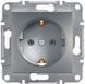 Розетка з заземленням, з захисними шторками, сталь, Asfora Schneider Electric EPH2900262 фото 1