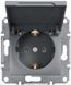 Розетка із заземленням, з кришкою, сталь, Asfora Schneider Electric EPH3100162 фото 1