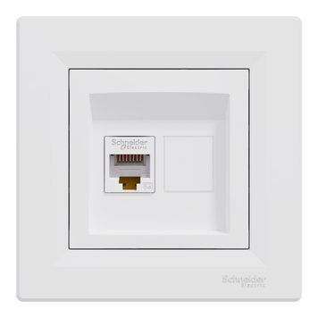 Розетка комп'ютерна, RJ45, кат.5е, UTP, біла Asfora Schneider Electric EPH4300121 фото