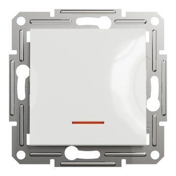 Перемикач одноклавішний з підсвіткою, білий, без рамки, Asfora Schneider Electric EPH1570121 фото