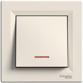 Кнопковий вимикач з підсвіткою, самозажимний, крем, Asfora Schneider Electric EPH1600123 фото