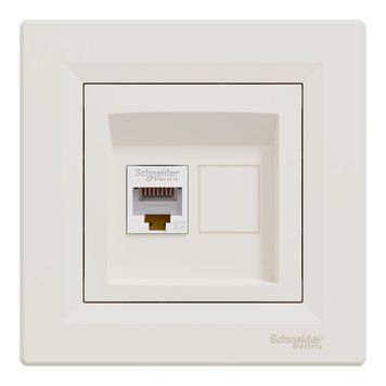 Розетка комп'ютерна, RJ45, кат.5е, UTP, крем Asfora Schneider Electric EPH4300123 фото