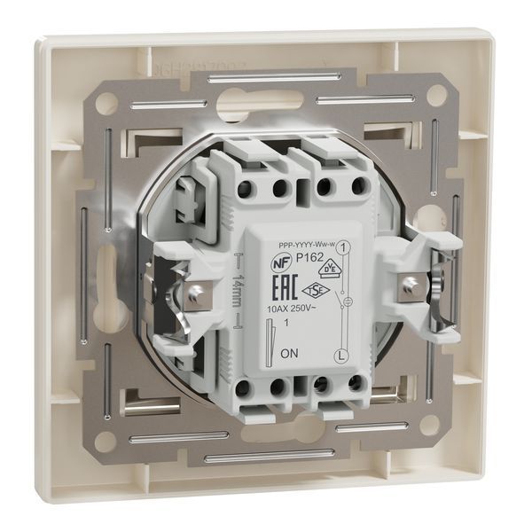 Кнопковий вимикач з підсвіткою, самозажимний, крем, Asfora Schneider Electric EPH1600123 фото