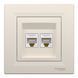 Розетка комп'ютерна, RJ45, кат.5е, UTP, подвійна, крем Asfora Schneider Electric EPH4400123 фото 1