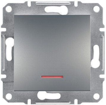 Кнопковий вимикач з підсвіткою, самозажимний, сталь, Asfora Schneider Electric EPH1600162 фото