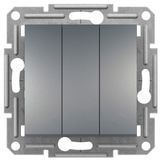 Вимикач трьохклавішний, сталь, Asfora Schneider Electric EPH2100162 фото
