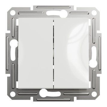 Вимикач двохклавішний білий без рамки Asfora Schneider Electric EPH0370121 фото