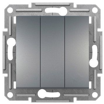 Вимикач трьохклавішний, сталь, Asfora Schneider Electric EPH2100162 фото