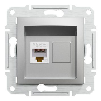 Розетка комп'ютерна, RJ45, кат.5е, UTP, алюміній Asfora Schneider Electric EPH4300161 фото