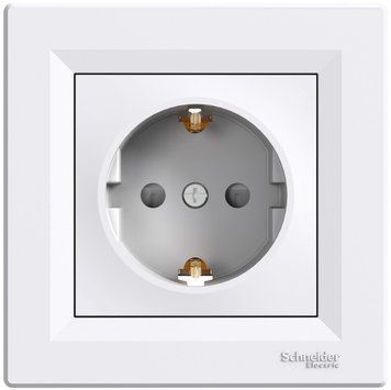 Розетка з заземленням, з захисними шторками, біла, Asfora Schneider Electric EPH2900221 фото