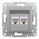 Розетка комп'ютерна, RJ45, кат.5е, UTP, подвійна, алюміній Asfora Schneider Electric EPH4400161 фото 1