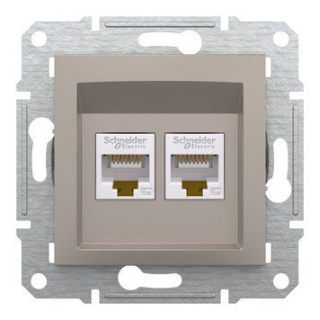 Розетка комп'ютерна, RJ45, кат.5е, UTP, подвійна, бронза Asfora Schneider Electric EPH4400169 фото