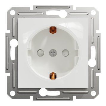 Розетка з заземленням та захисними шторками, біла, без рамки Asfora Schneider Electric EPH2970221 фото