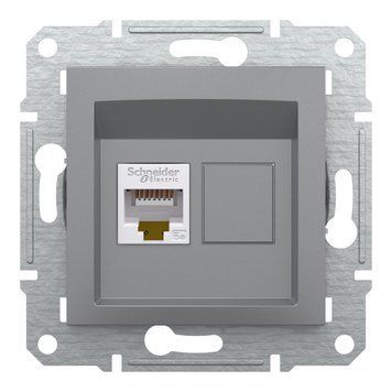 Розетка комп'ютерна, RJ45, кат.5е, UTP, сталь Asfora Schneider Electric EPH4300162 фото