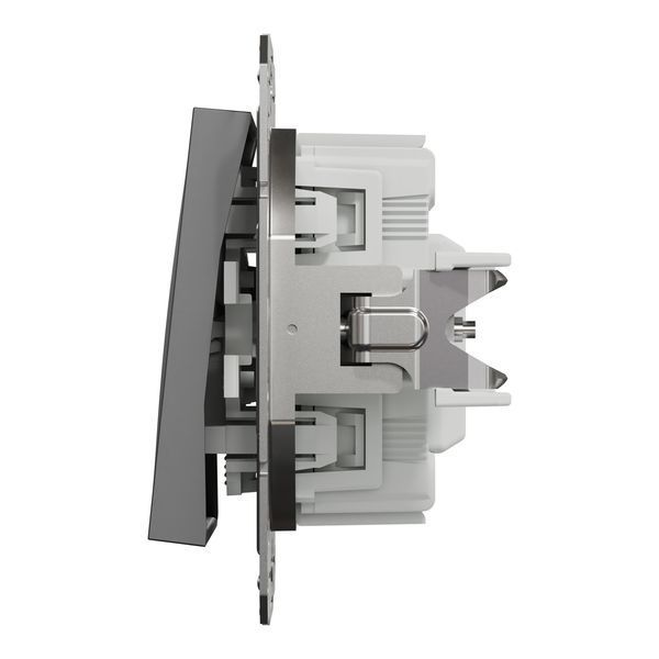 Вимикач одноклавішний з підсвіткою самозажимний, антрацит, Asfora Schneider Electric EPH1400171 фото