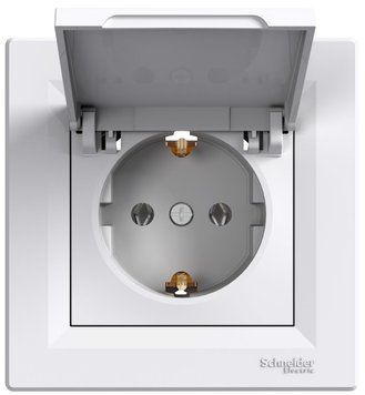 Розетка із заземленням, з кришкою, біла, Asfora Schneider Electric EPH3100121 фото