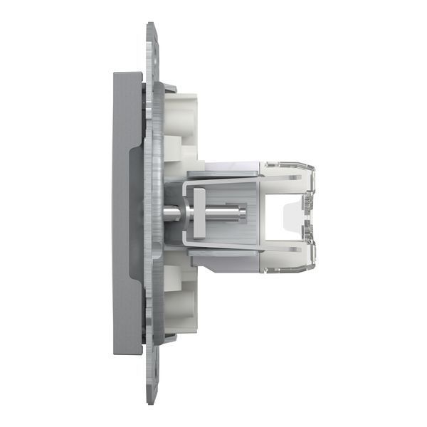 Розетка комп'ютерна, RJ45, кат.5е, UTP, подвійна, сталь Asfora Schneider Electric EPH4400162 фото