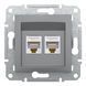 Розетка комп'ютерна, RJ45, кат.5е, UTP, подвійна, сталь Asfora Schneider Electric EPH4400162 фото 1