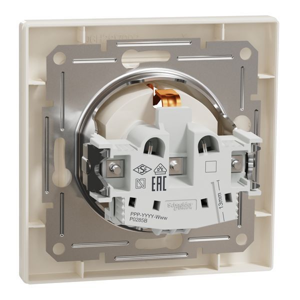 Розетка з заземленням, з захисними шторками, крем, Asfora Schneider Electric EPH2900223 фото