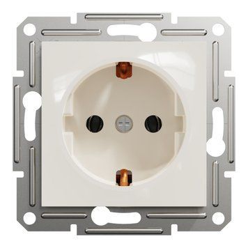 Розетка з заземленням, крем, без рамки Asfora Schneider Electric EPH2970123 фото