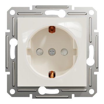 Розетка з заземленням та захисними шторками, крем, без рамки Asfora Schneider Electric EPH2970223 фото