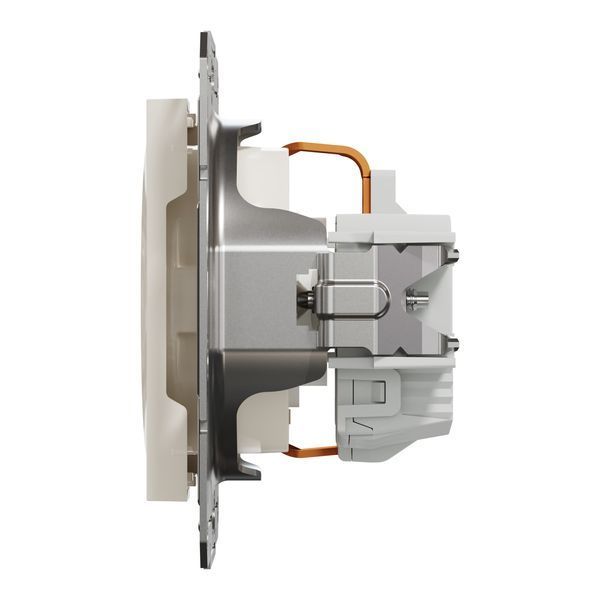 Розетка з заземленням та захисними шторками, крем, без рамки Asfora Schneider Electric EPH2970223 фото